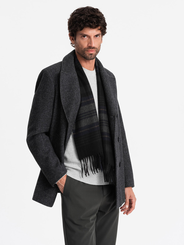 Ombre Clothing Moški kratek dvonadstropni volneni plašč Ombre Clothing V1 OM-COWC-0115