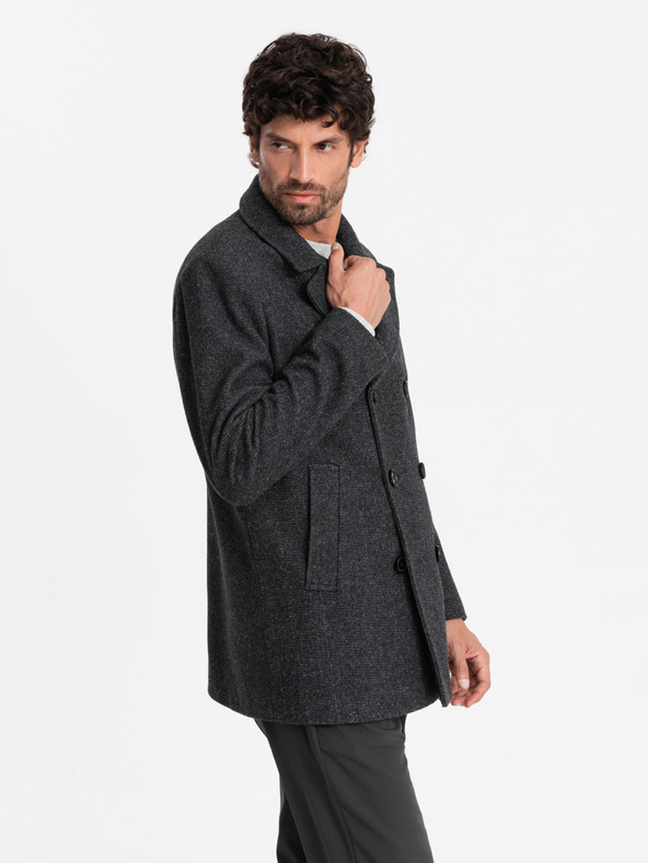 Ombre Clothing Moški kratek dvonadstropni volneni plašč Ombre Clothing V1 OM-COWC-0115