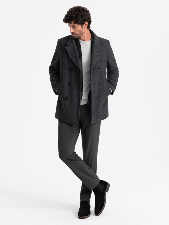 Ombre Clothing Moški kratek dvonadstropni volneni plašč Ombre Clothing V1 OM-COWC-0115