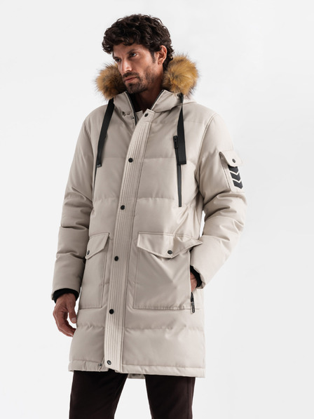 Ombre Clothing Moška dolga jakna parka s kapuco Ombre Clothing