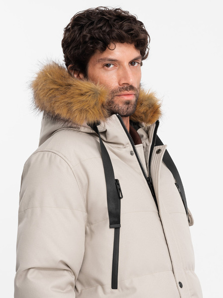 Ombre Clothing Moška dolga jakna parka s kapuco Ombre Clothing