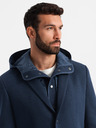 Ombre Clothing Moška jakna s kapuco in visokim ovratnikom temno modra Ombre Clothing