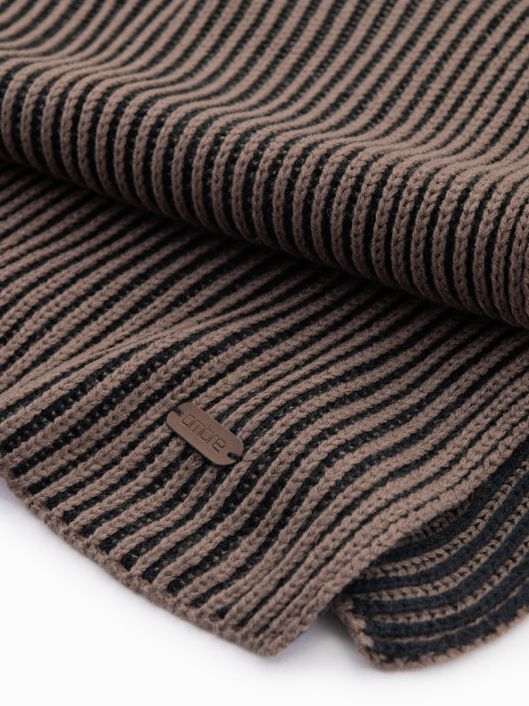 Ombre Clothing Moški pleten šal z dvobarvnimi črtami rjave in črne barve Ombre Clothing