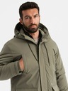 Ombre Clothing Moška klasična dolga jakna parka olivna Ombre Clothing