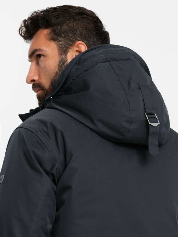 Ombre Clothing Moška klasična dolga jakna parka črna Ombre Clothing