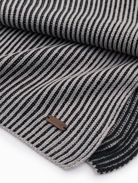 Ombre Clothing Moški pleteni šal z dvobarvnimi črtami sive in črne barve Ombre oblačila