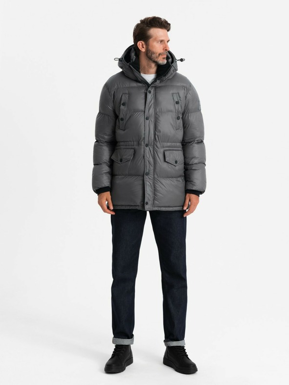 Ombre Clothing Moška dolga jakna z žepi Ombre Clothing