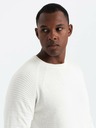Ombre Clothing Moški raglanski pulover z rebrastimi rokavi Bela oblačila Ombre