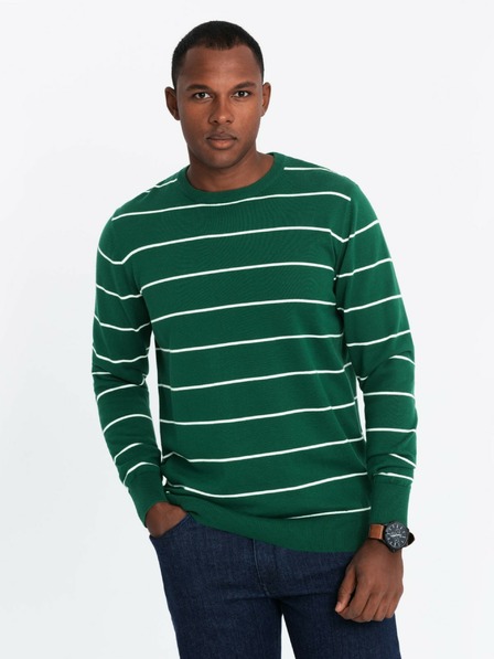Ombre Clothing Moški priložnostni pulover z vodoravnimi črtami zelen Ombre Clothing