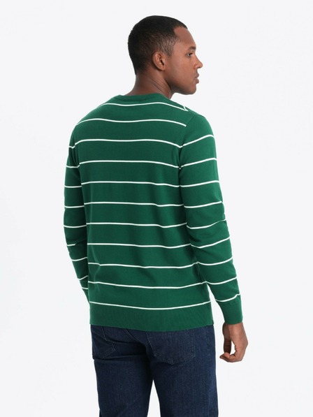 Ombre Clothing Moški priložnostni pulover z vodoravnimi črtami zelen Ombre Clothing