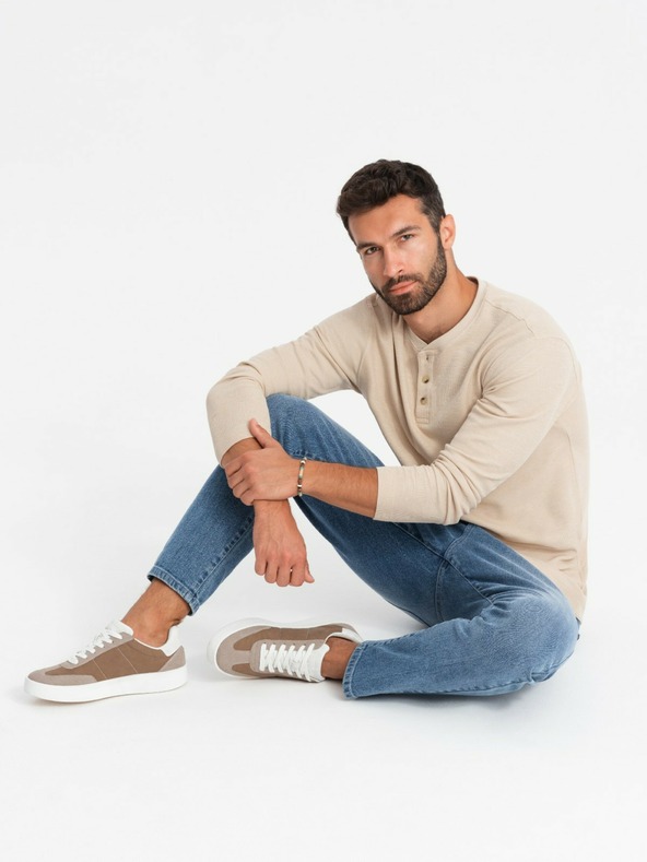 Ombre Clothing Oldschool moške superge z debelim podplatom svetlo rjave barve Ombre Clothing