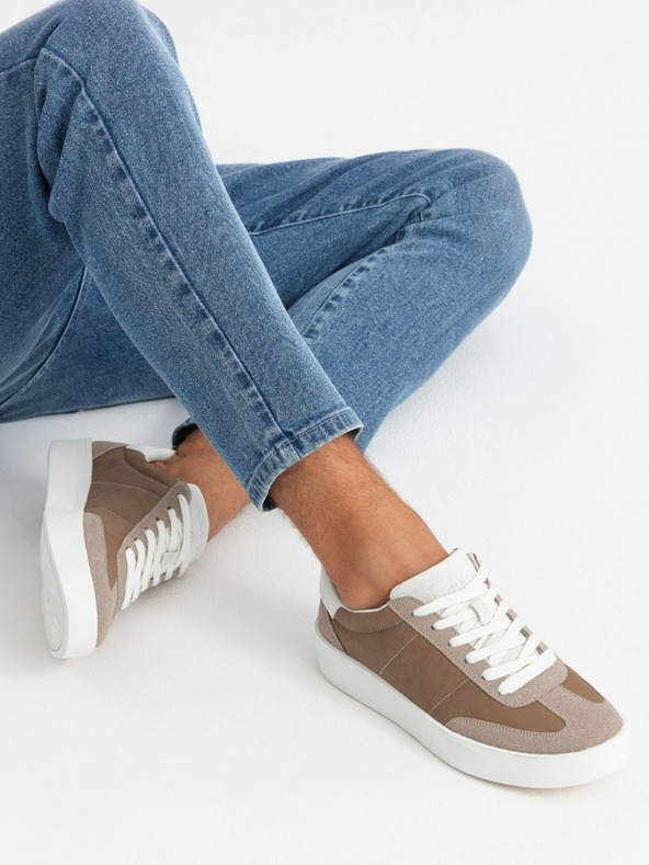 Ombre Clothing Oldschool moške superge z debelim podplatom svetlo rjave barve Ombre Clothing