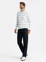 Ombre Clothing Moški priložnostni pulover z vodoravnimi črtami kremna Ombre oblačila