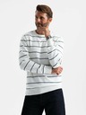 Ombre Clothing Moški priložnostni pulover z vodoravnimi črtami kremna Ombre oblačila