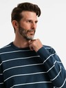 Ombre Clothing Moški priložnostni pulover z vodoravnimi črtami temno modre barve Ombre Clothing