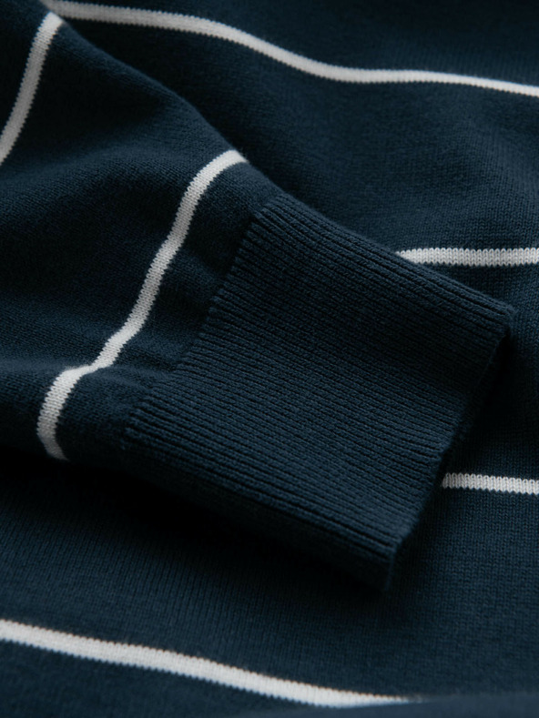 Ombre Clothing Moški priložnostni pulover z vodoravnimi črtami temno modre barve Ombre Clothing