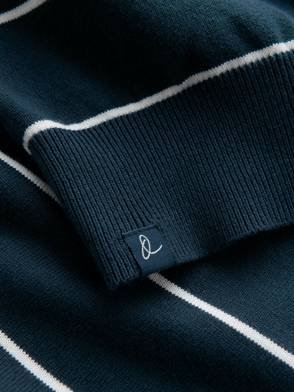 Ombre Clothing Moški priložnostni pulover z vodoravnimi črtami temno modre barve Ombre Clothing