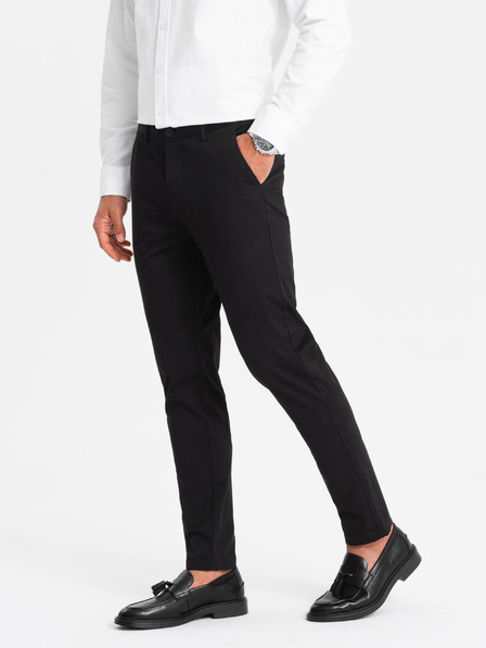 Ombre Clothing Moške hlače chinos REGULAR FIT črne Ombre Clothing