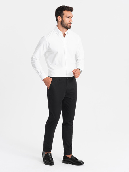 Ombre Clothing Moške hlače chinos REGULAR FIT črne Ombre Clothing