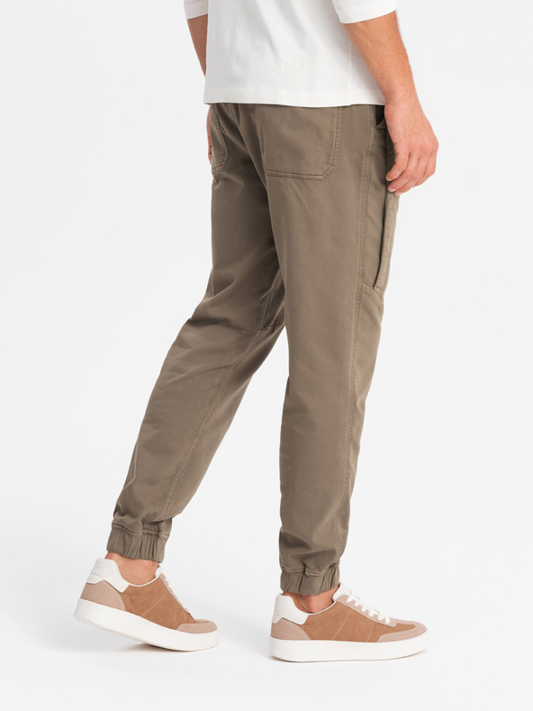 Ombre Clothing Moške pletene hlače z gubami temno rjave barve Ombre Clothing