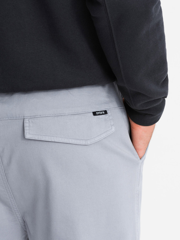 Ombre Clothing Moške pletene hlače s tovornimi žepi svetlo siva Ombre Clothing