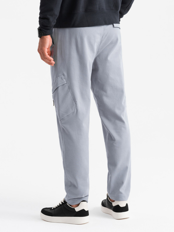 Ombre Clothing Moške pletene hlače s tovornimi žepi svetlo siva Ombre Clothing