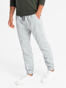 Ombre Clothing Moške pletene trenirke z naborki svetlo sive barve Ombre Clothing