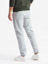 Ombre Clothing Moške pletene trenirke z naborki svetlo sive barve Ombre Clothing