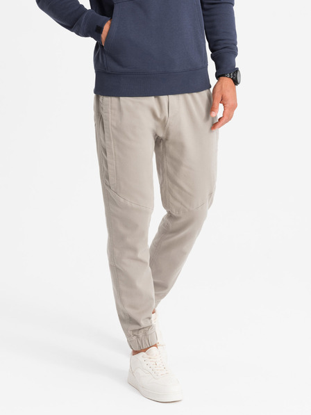Ombre Clothing Moške pletene hlače z gubami sive barve Ombre oblačila