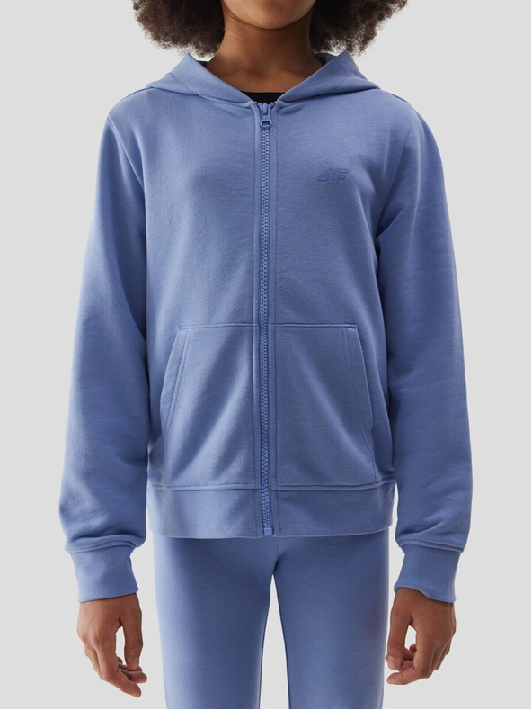 4F 4F Dekliška majica s kapuco - temno modra