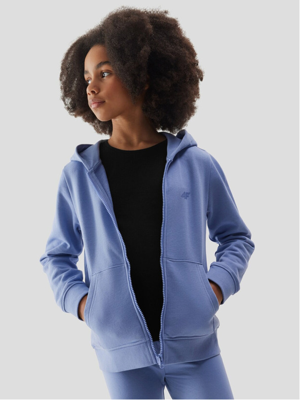 4F 4F Dekliška majica s kapuco - temno modra