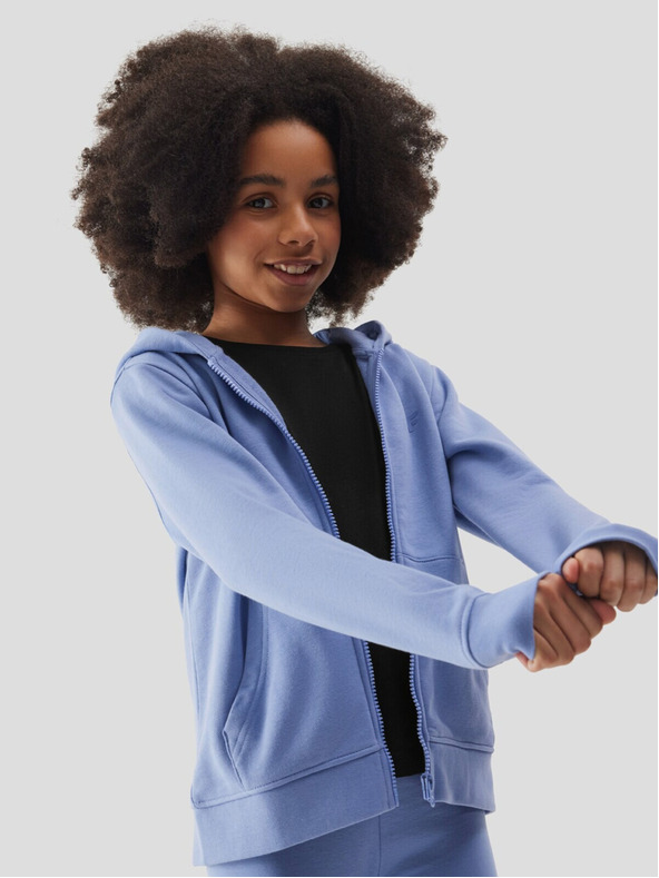 4F 4F Dekliška majica s kapuco - temno modra