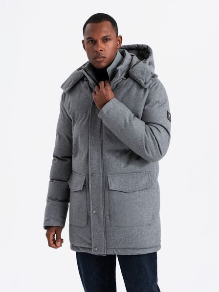Ombre Clothing Moška dolga topla jakna parka z volno Ombre Oblačila