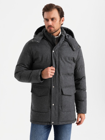 Ombre Clothing Moška dolga topla jakna parka z volno Ombre Oblačila