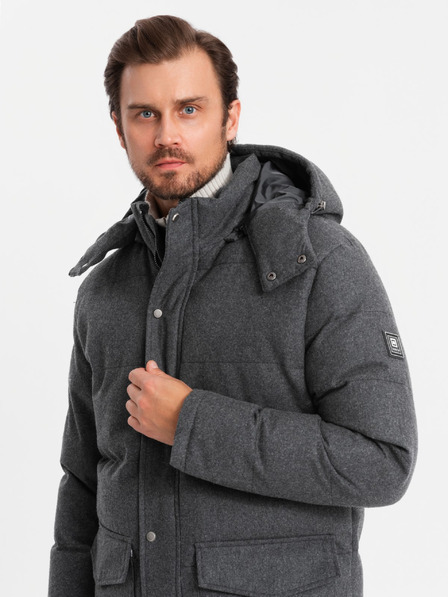Ombre Clothing Moška dolga topla jakna parka z volno Ombre Oblačila
