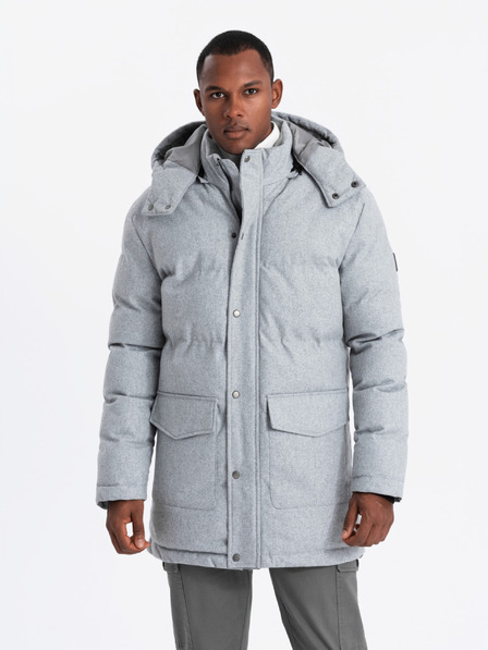 Ombre Clothing Moška dolga topla jakna parka z volno Ombre Oblačila