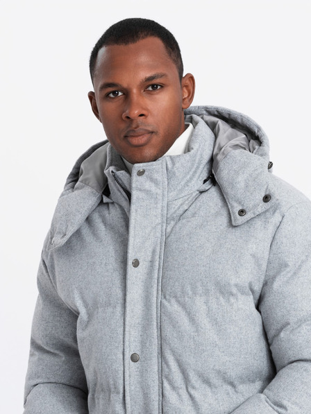 Ombre Clothing Moška dolga topla jakna parka z volno Ombre Oblačila
