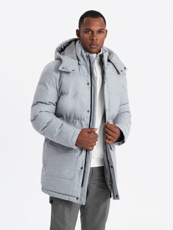 Ombre Clothing Moška dolga topla jakna parka z volno Ombre Oblačila