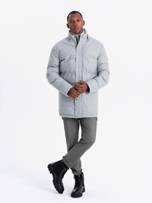 Ombre Clothing Moška dolga topla jakna parka z volno Ombre Oblačila