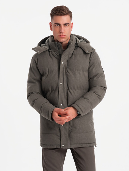 Ombre Clothing Moška dolga topla jakna parka z volno Ombre Oblačila