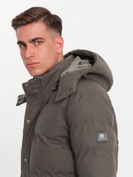 Ombre Clothing Moška dolga topla jakna parka z volno Ombre Oblačila