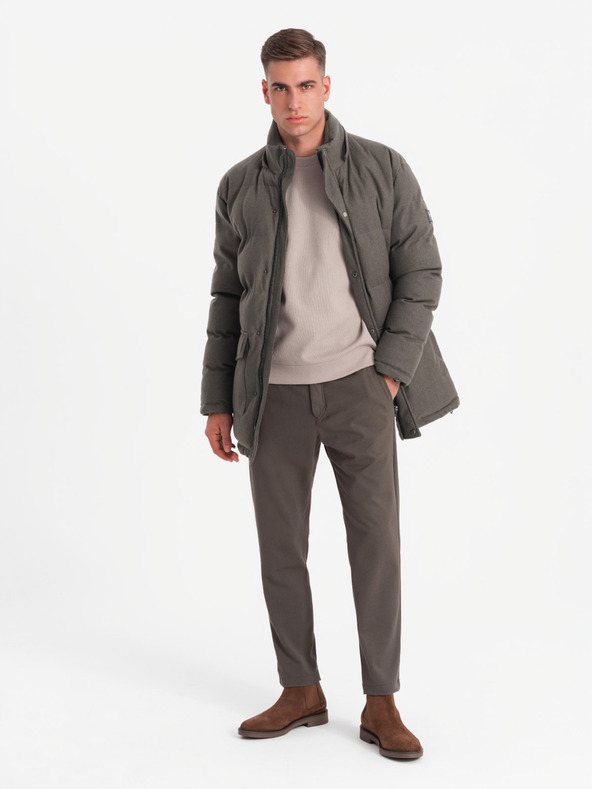 Ombre Clothing Moška dolga topla jakna parka z volno Ombre Oblačila