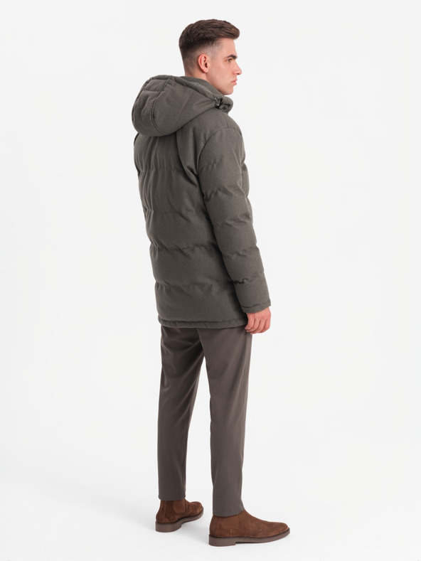 Ombre Clothing Moška dolga topla jakna parka z volno Ombre Oblačila