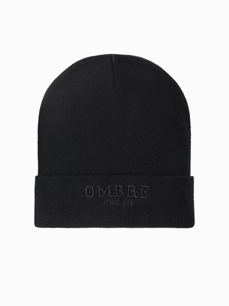 Ombre Clothing Moška pletena kapa z izvezenim napisom Ombre Clothing