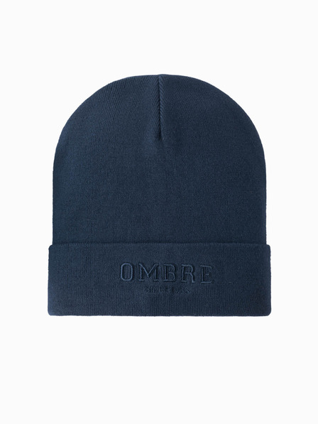 Ombre Clothing Moška pletena kapa z izvezenim napisom Ombre Clothing