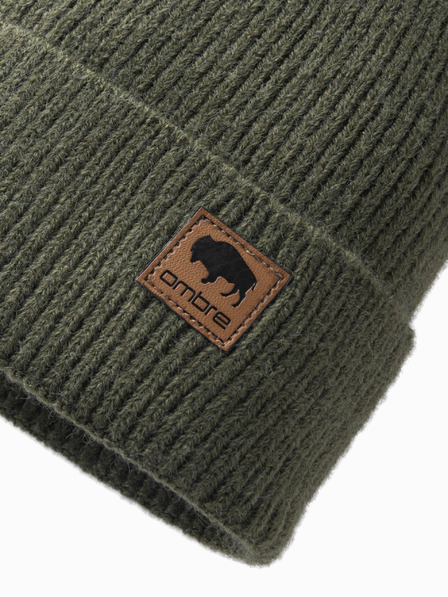 Ombre Clothing Moška pletena kapa z emblematičnim dodatkom za oblačila