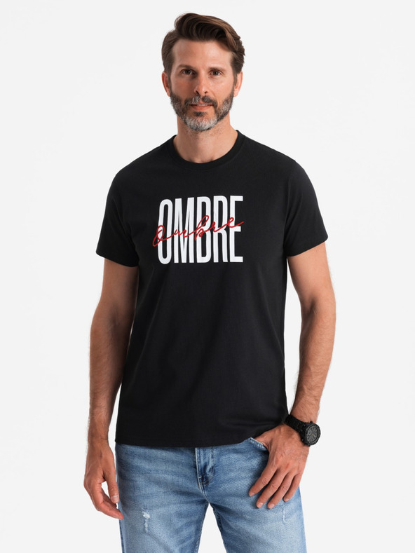 Ombre Clothing Moška bombažna majica z nežno vezenino Ombre Clothing
