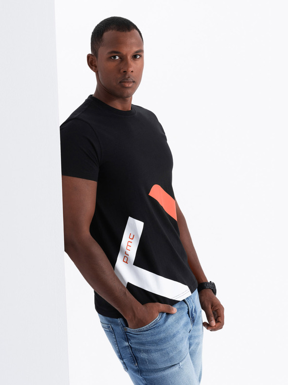 Ombre Clothing Moška bombažna majica z nežno vezenino Ombre Clothing