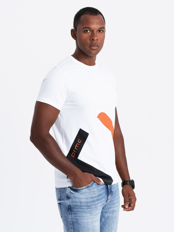 Ombre Clothing Moška bombažna majica z nežno vezenino Ombre Clothing