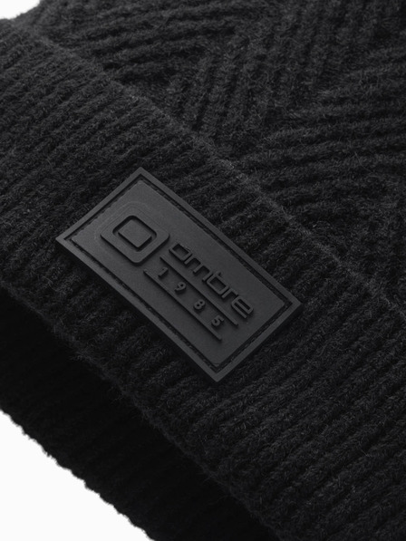 Ombre Clothing Moška pletena kapa z emblematičnim dodatkom za oblačila